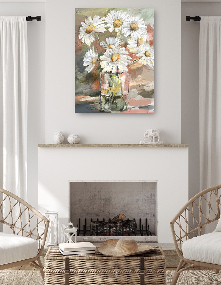 Cuadro decorativo Margaritas técnica mixta Floreros 5