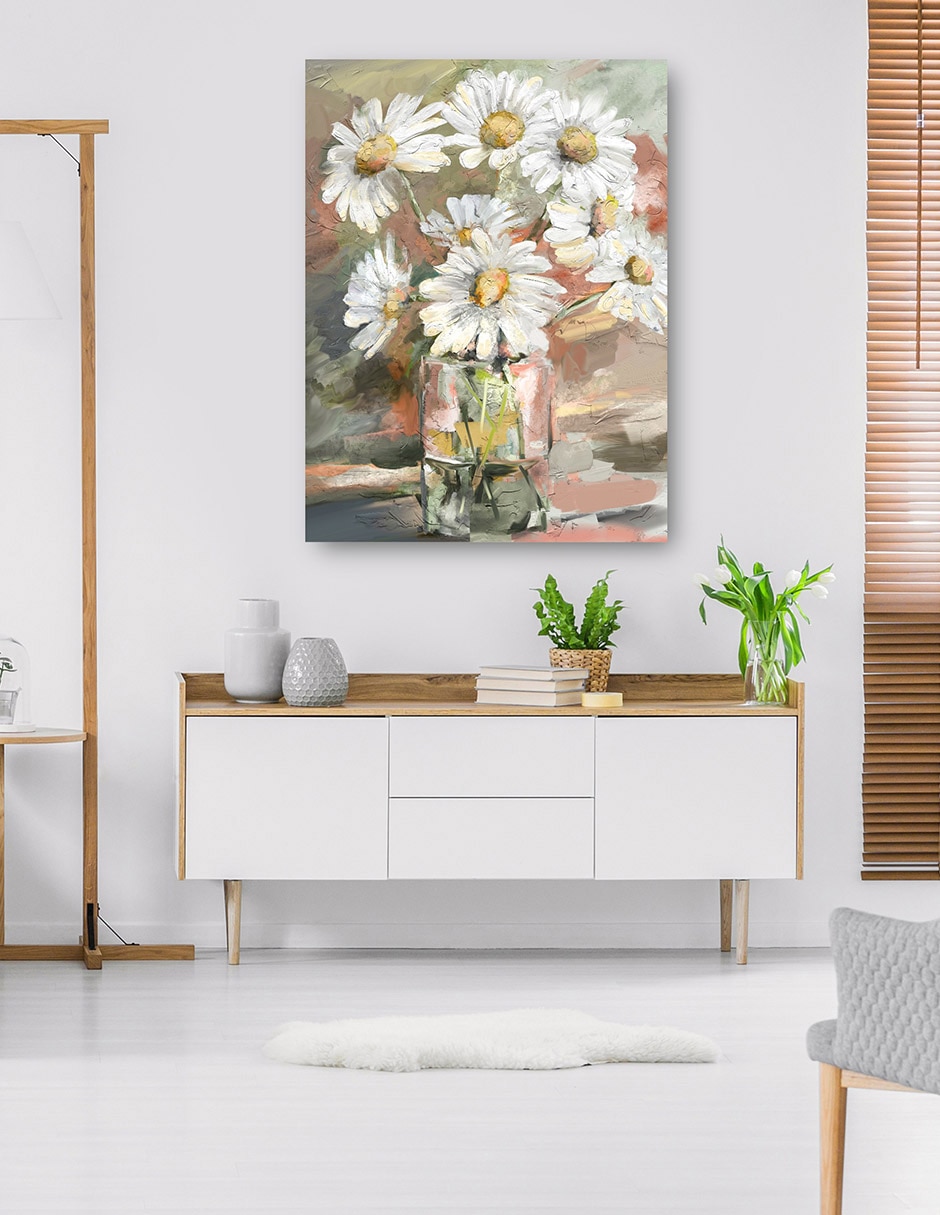Cuadro decorativo Margaritas técnica mixta Floreros 7