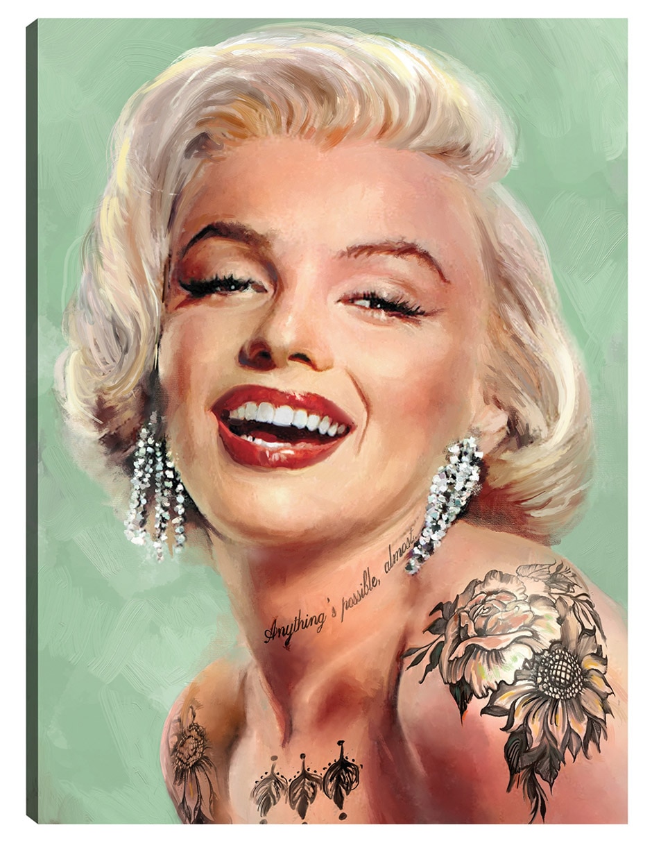Cuadro decorativo Marilyn tatuada técnica mixta Gente