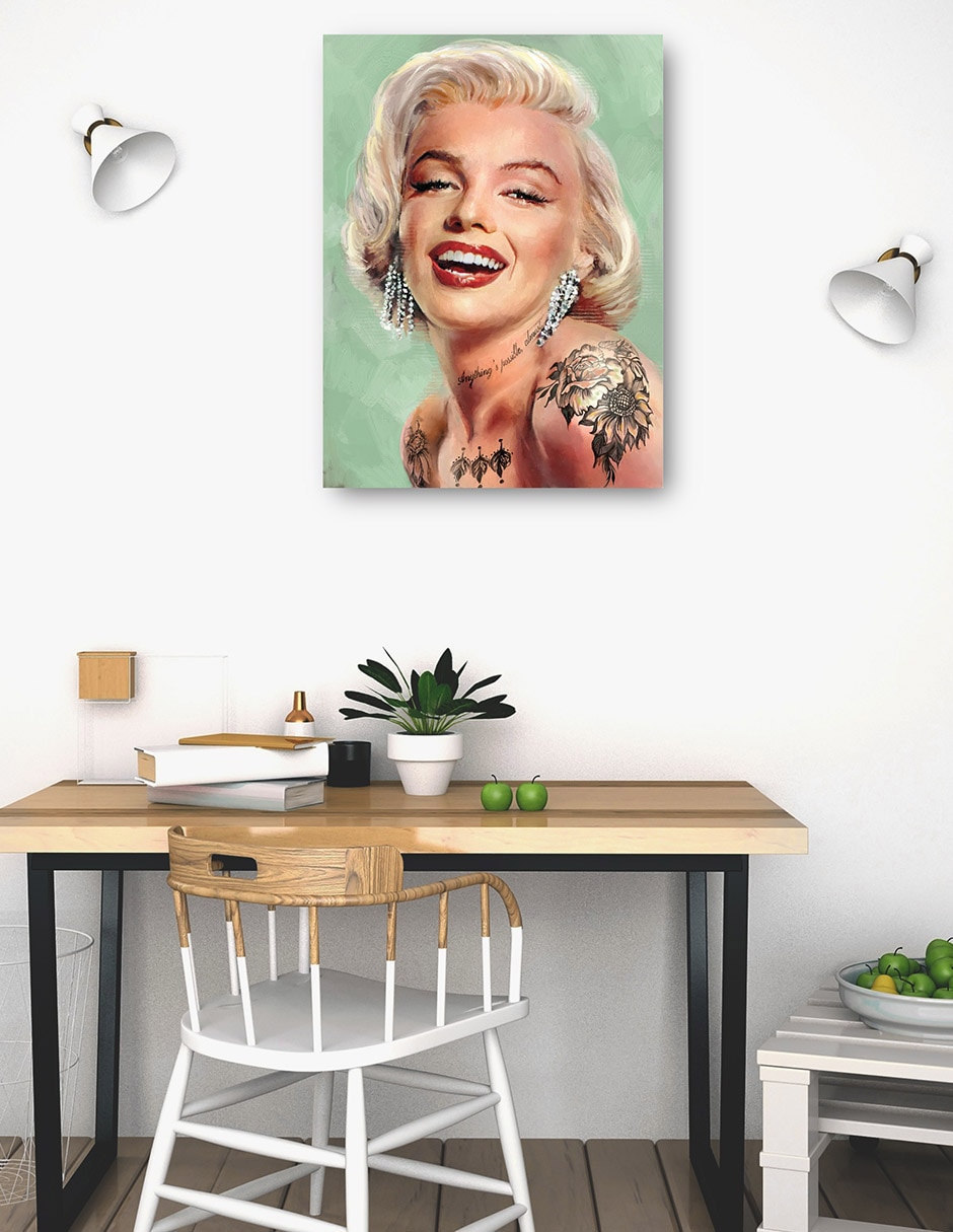 Cuadro decorativo Marilyn tatuada técnica mixta Gente 5