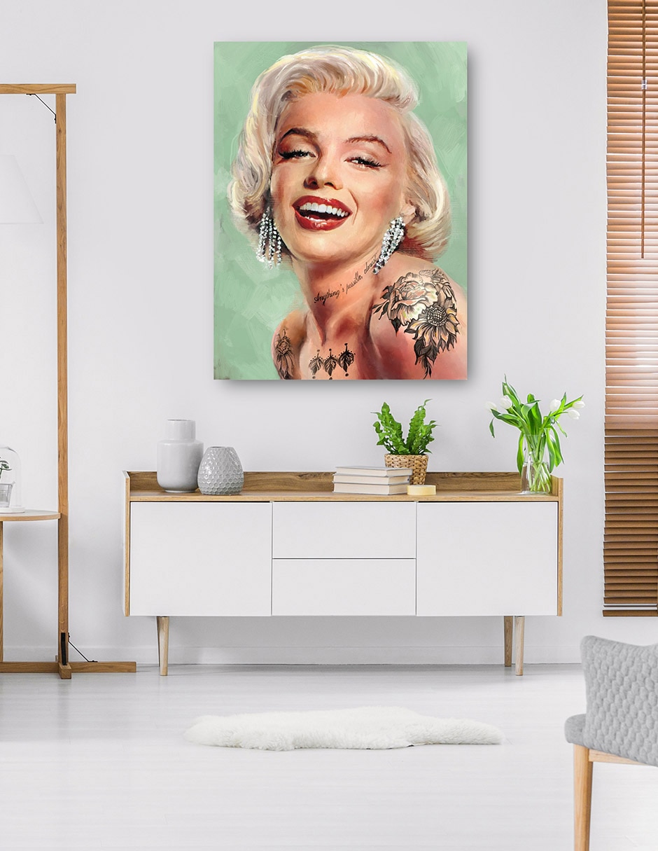 Cuadro decorativo Marilyn tatuada técnica mixta Gente 7