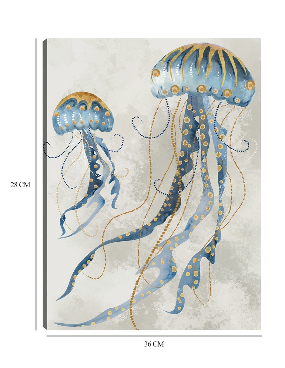 Cuadro decorativo Medusas de mar II técnica mixta Animales Marinos 9