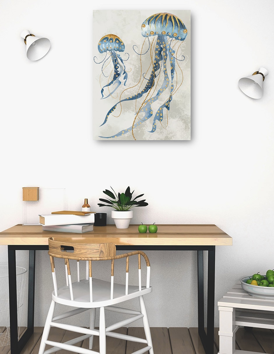 Cuadro decorativo Medusas de mar II técnica mixta Animales Marinos 4