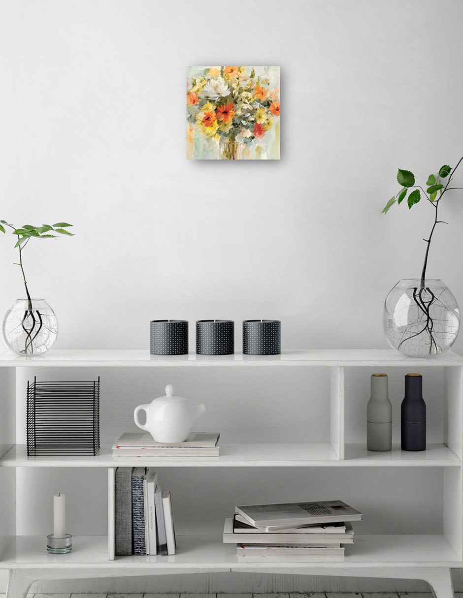 Cuadro decorativo Mason Jarra Flores técnica mixta Floreros 2