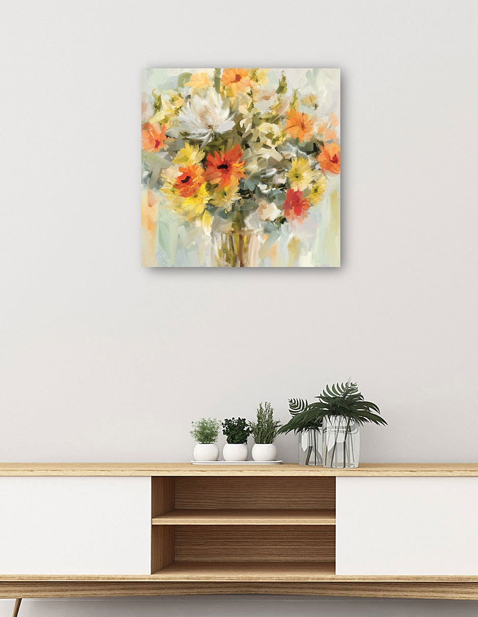 Cuadro decorativo Mason Jarra Flores técnica mixta Floreros 5