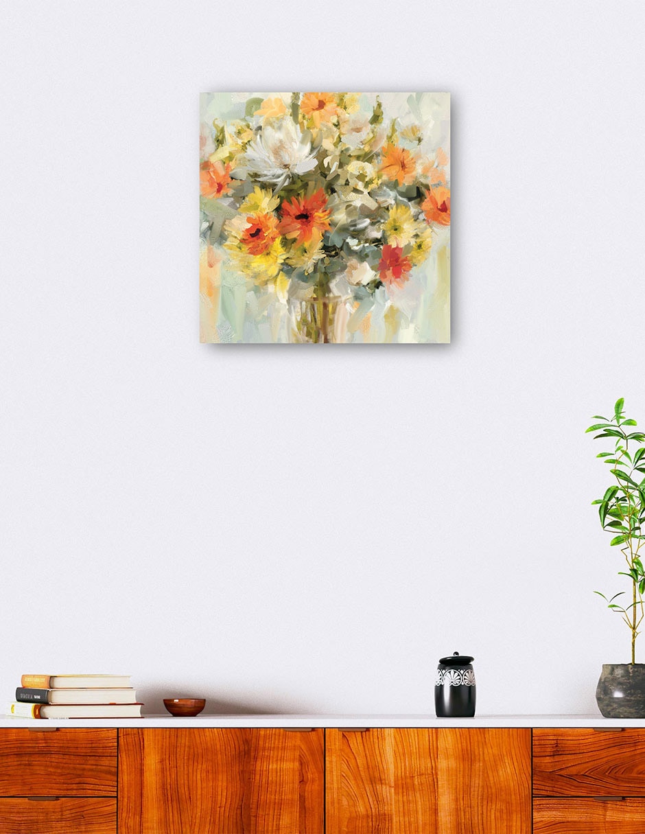 Cuadro decorativo Mason Jarra Flores técnica mixta Floreros 6