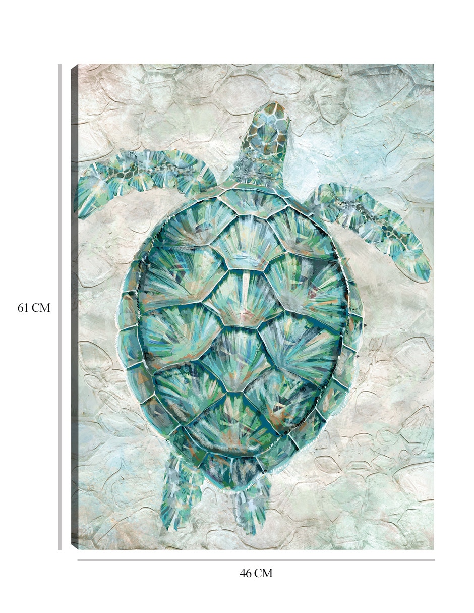 Cuadro decorativo Mosaico de tortugas marinas verde azulado técnica mixta Animales Marinos 2