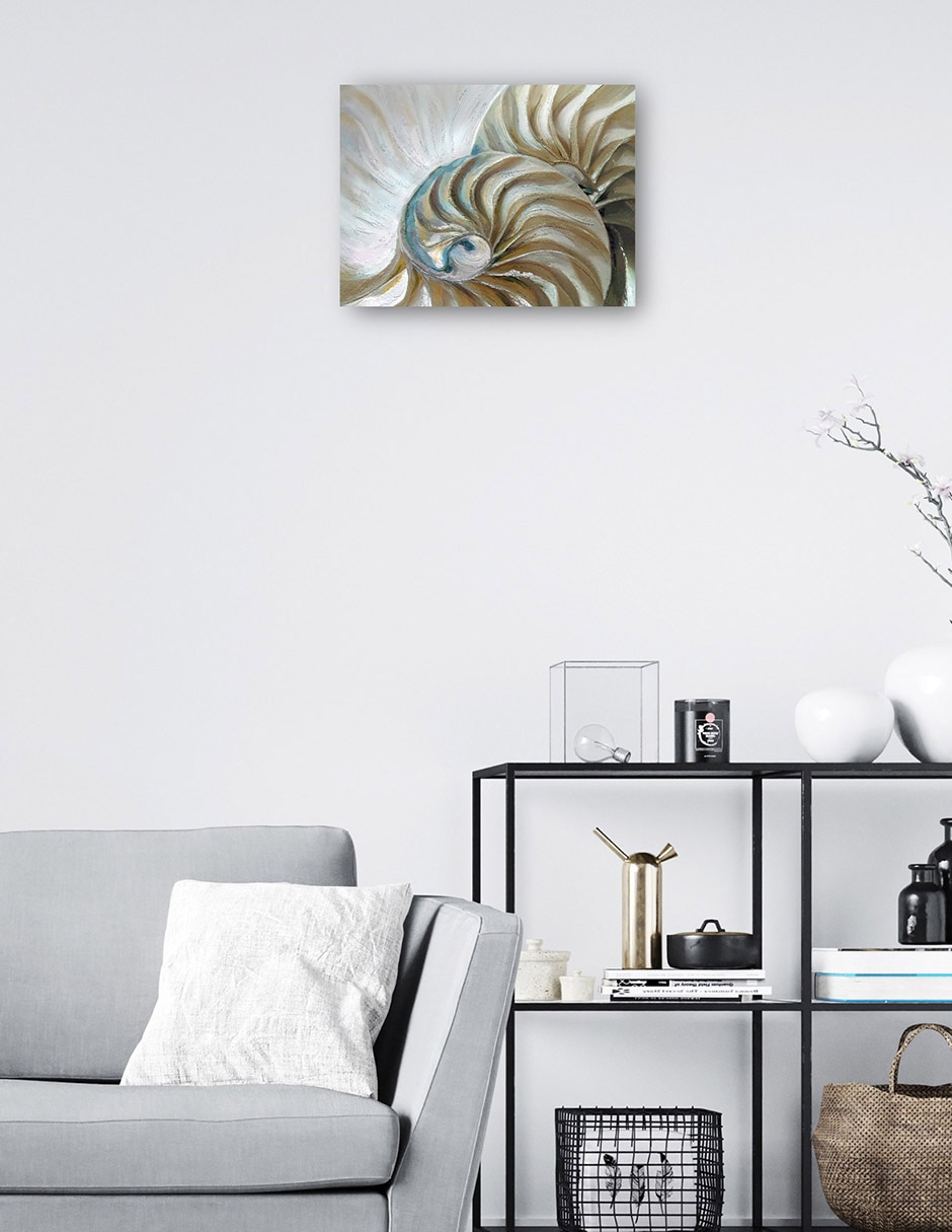 Cuadro decorativo Nautilo dorado técnica mixta Animales Marinos 2