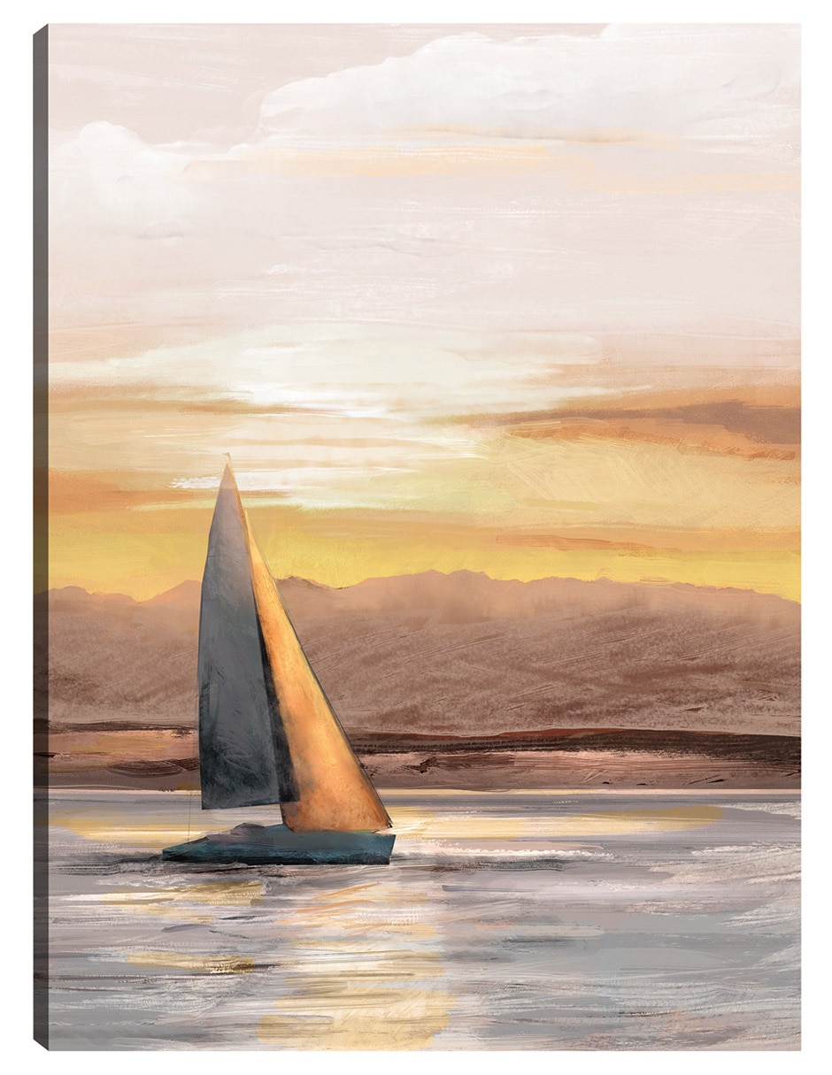 Cuadro decorativo Navegar lejos del atardecer técnica mixta Navegación