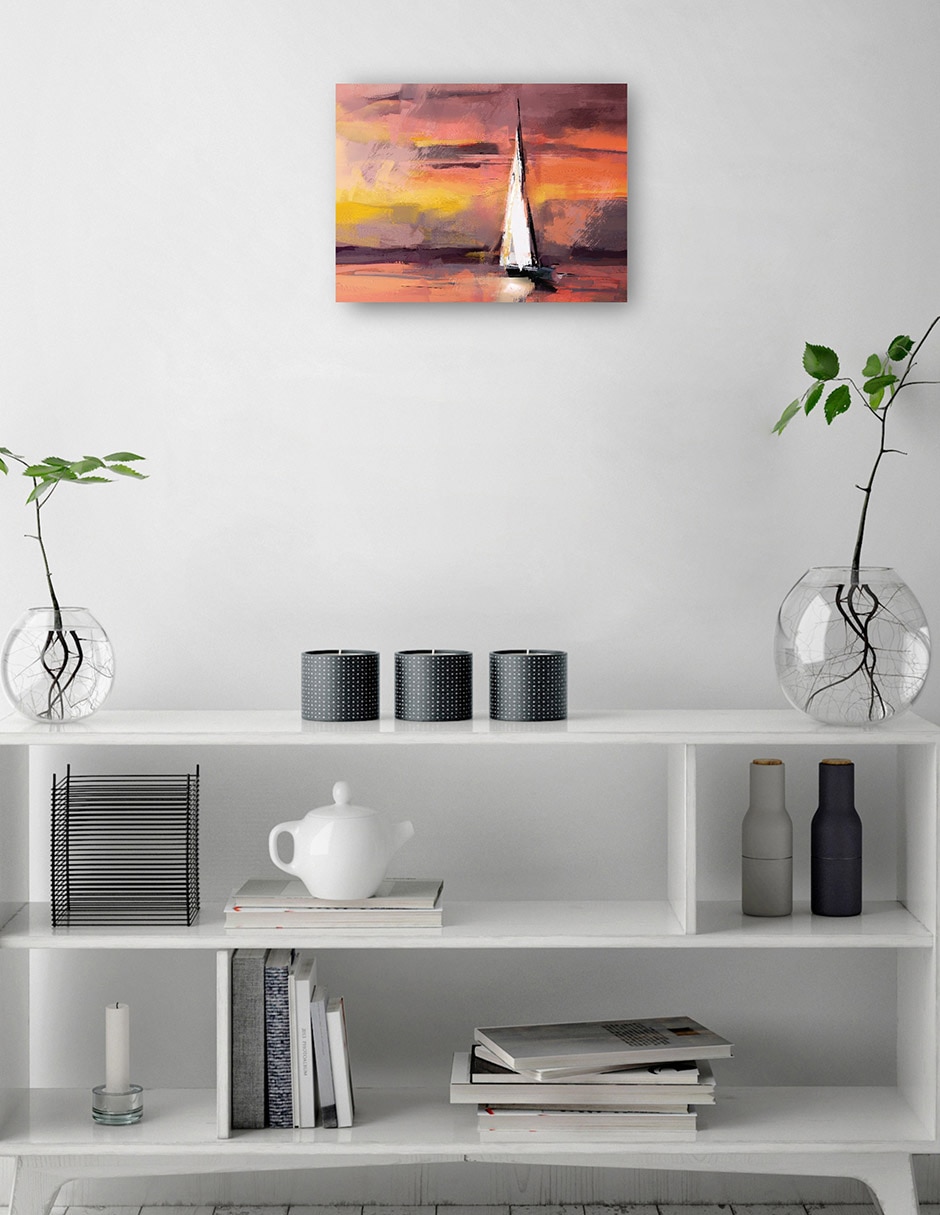 Cuadro decorativo Navegando al atardecer técnica mixta Bosques 2
