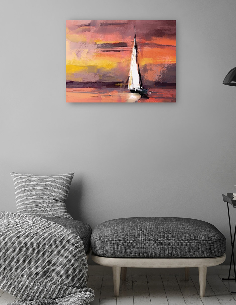 Cuadro decorativo Navegando al atardecer técnica mixta Bosques 4