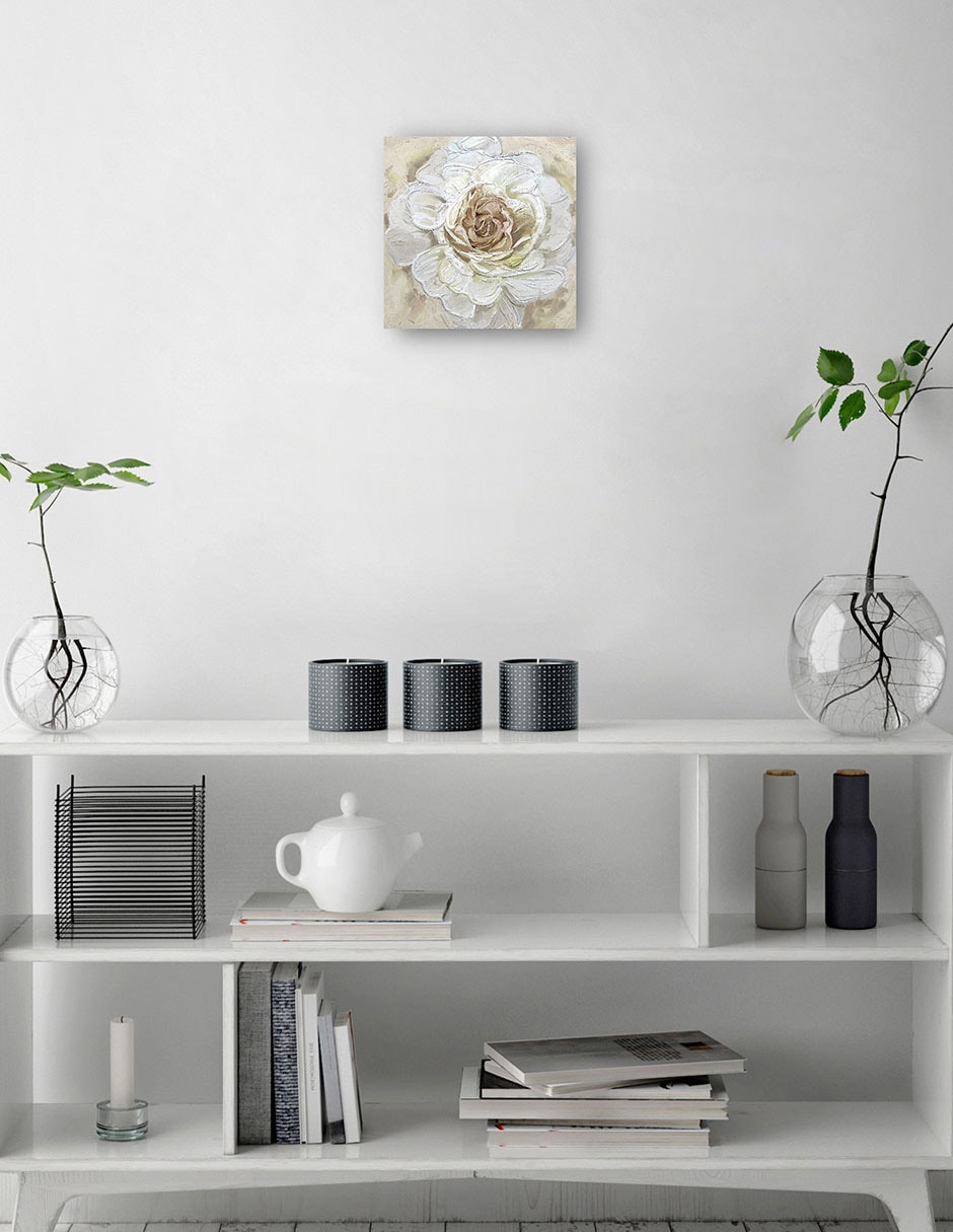 Cuadro decorativo Oro rosa radiante técnica mixta Floración 2