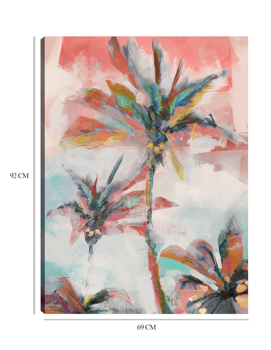Cuadro decorativo Palma de coral técnica mixta Trópico 3