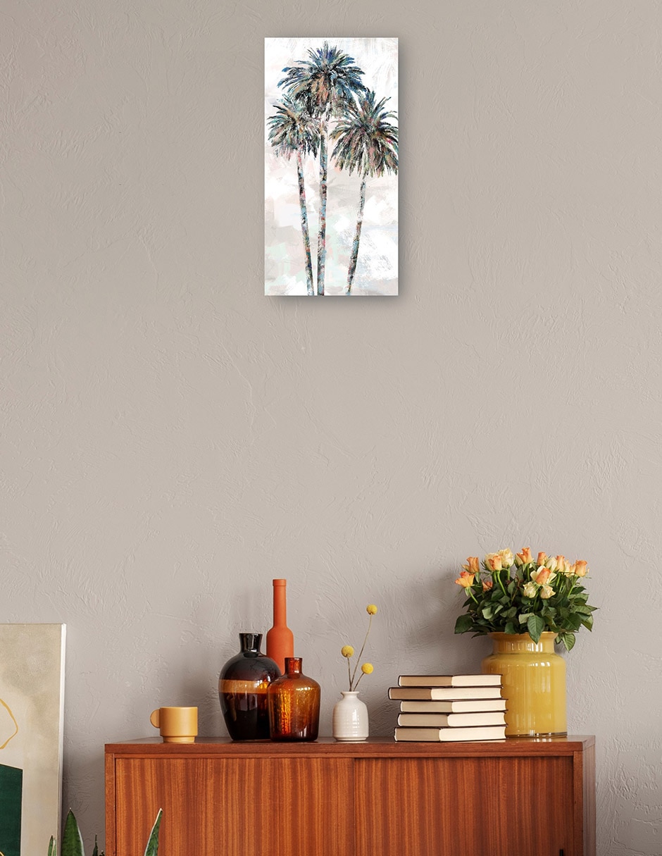 Cuadro decorativo Palmas arcoíris II técnica mixta Trópico 4