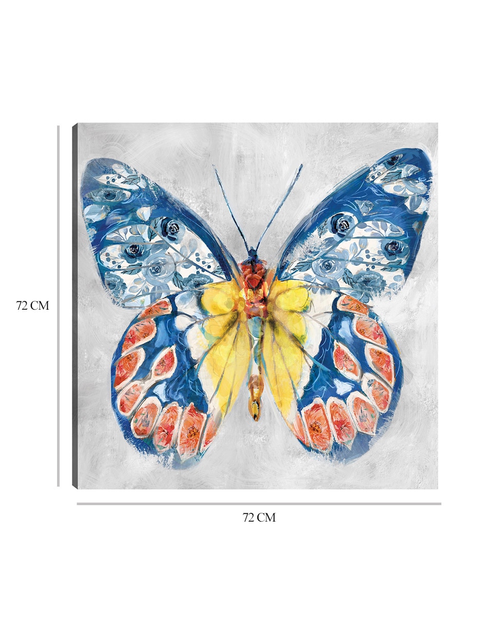 Cuadro decorativo Papillon Fleurs II técnica mixta Vida Silvestre 9