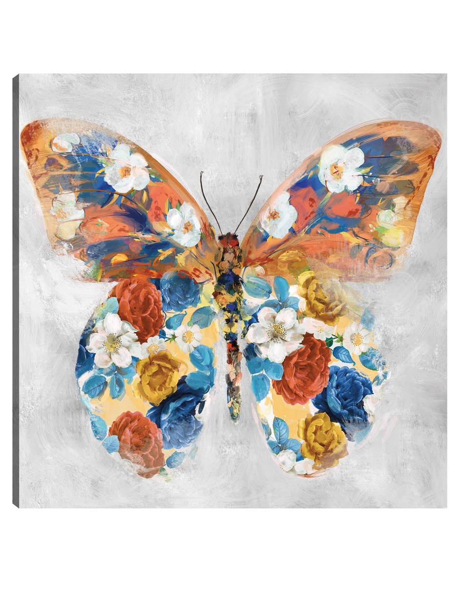 Cuadro decorativo Papillon Fleurs I técnica mixta Vida Silvestre
