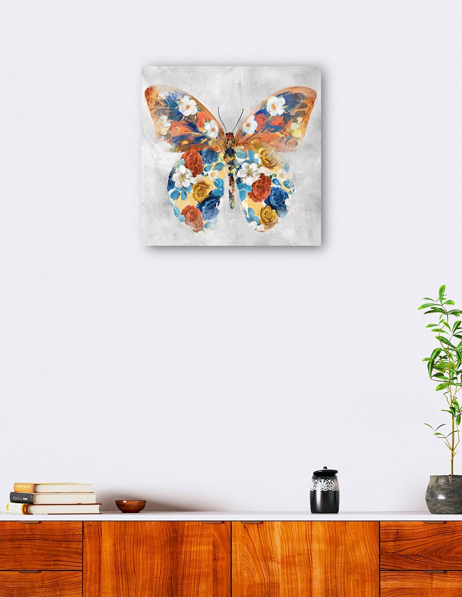 Cuadro decorativo Papillon Fleurs I técnica mixta Vida Silvestre 6