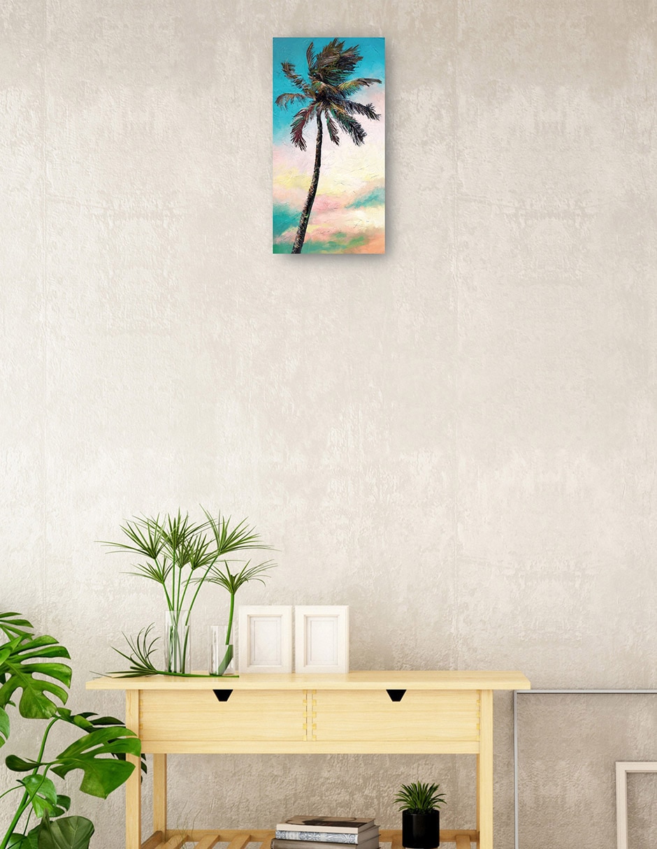 Cuadro decorativo Palma de paleta técnica mixta Trópico 2
