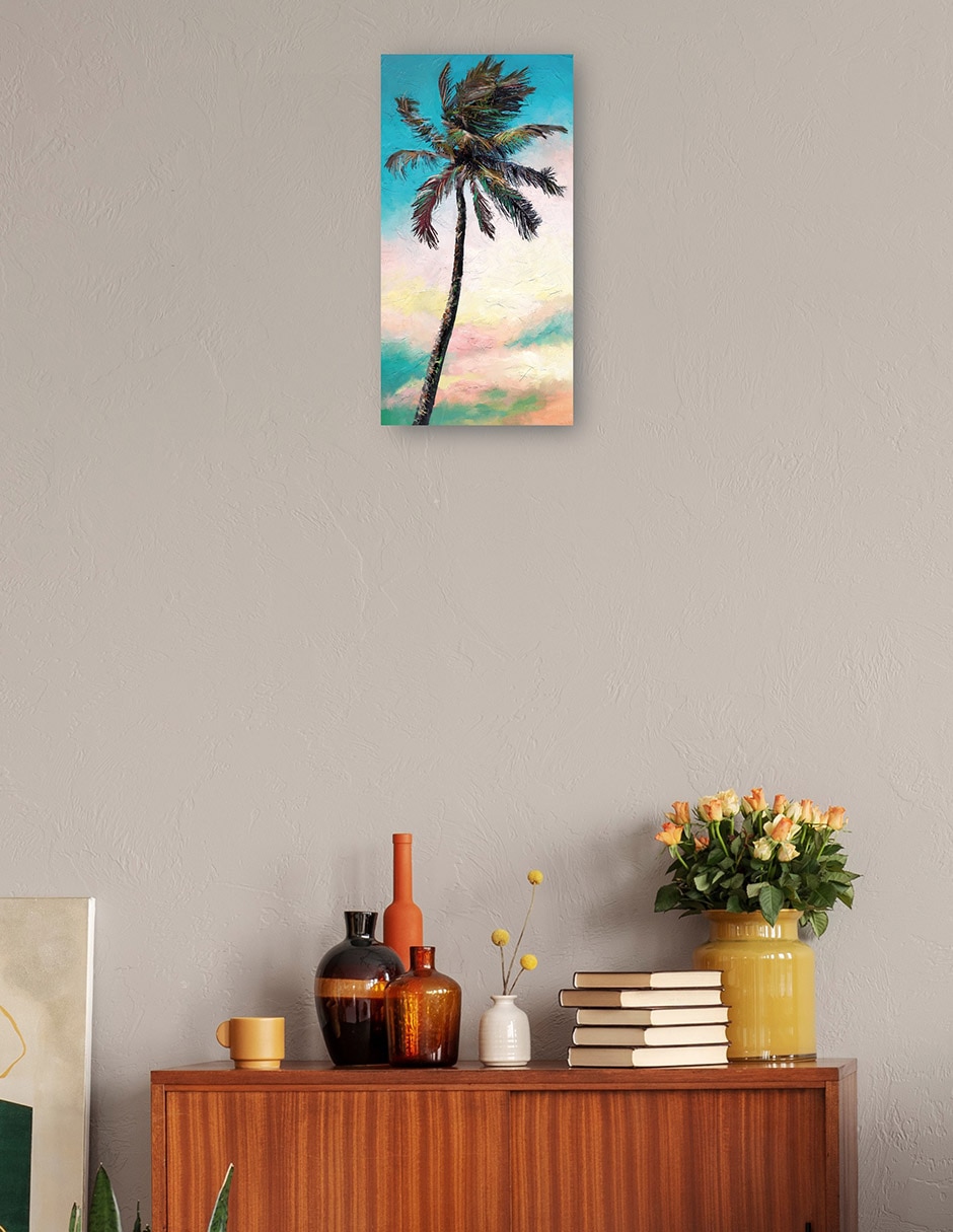 Cuadro decorativo Palma de paleta técnica mixta Trópico 3