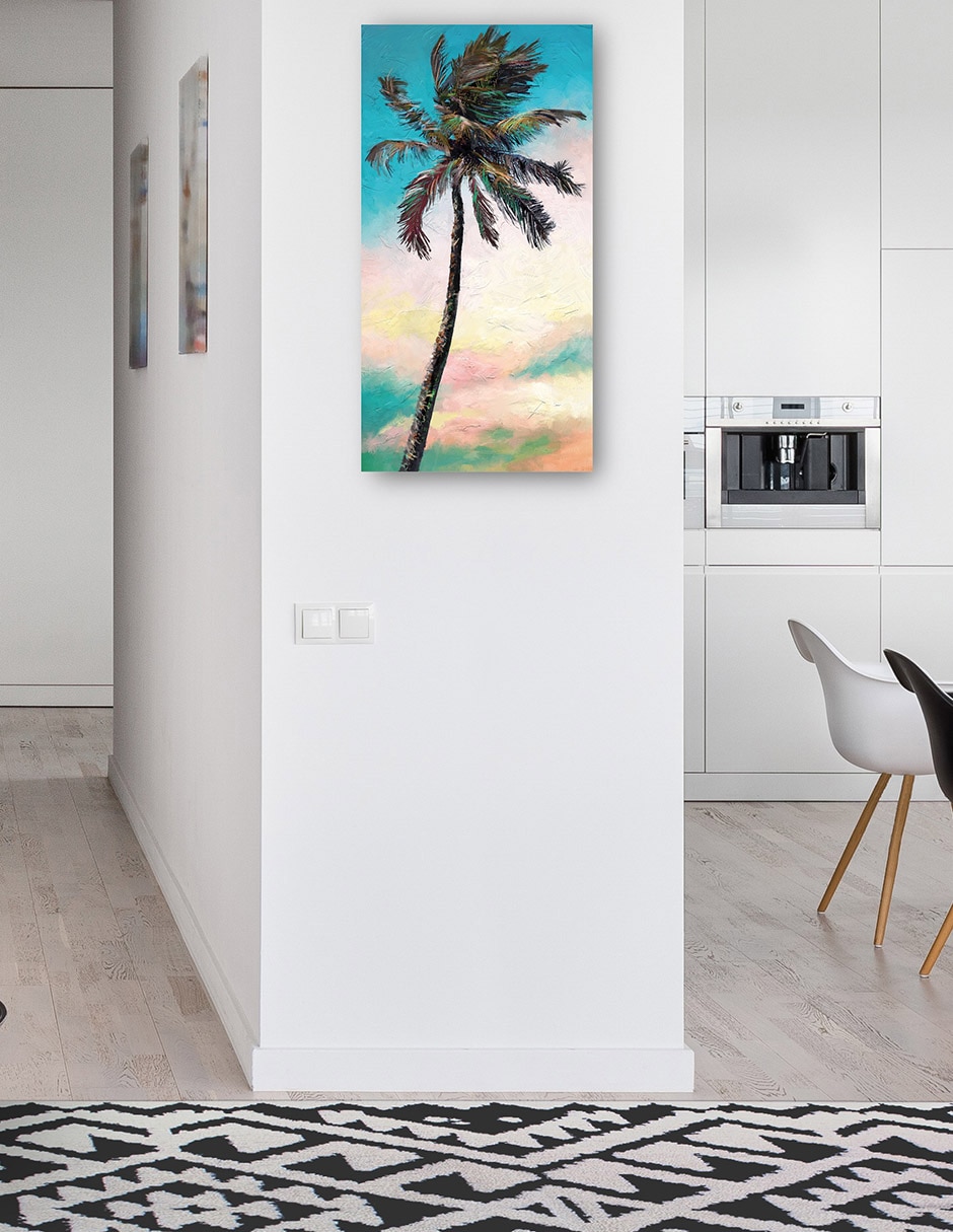 Cuadro decorativo Palma de paleta técnica mixta Trópico 4