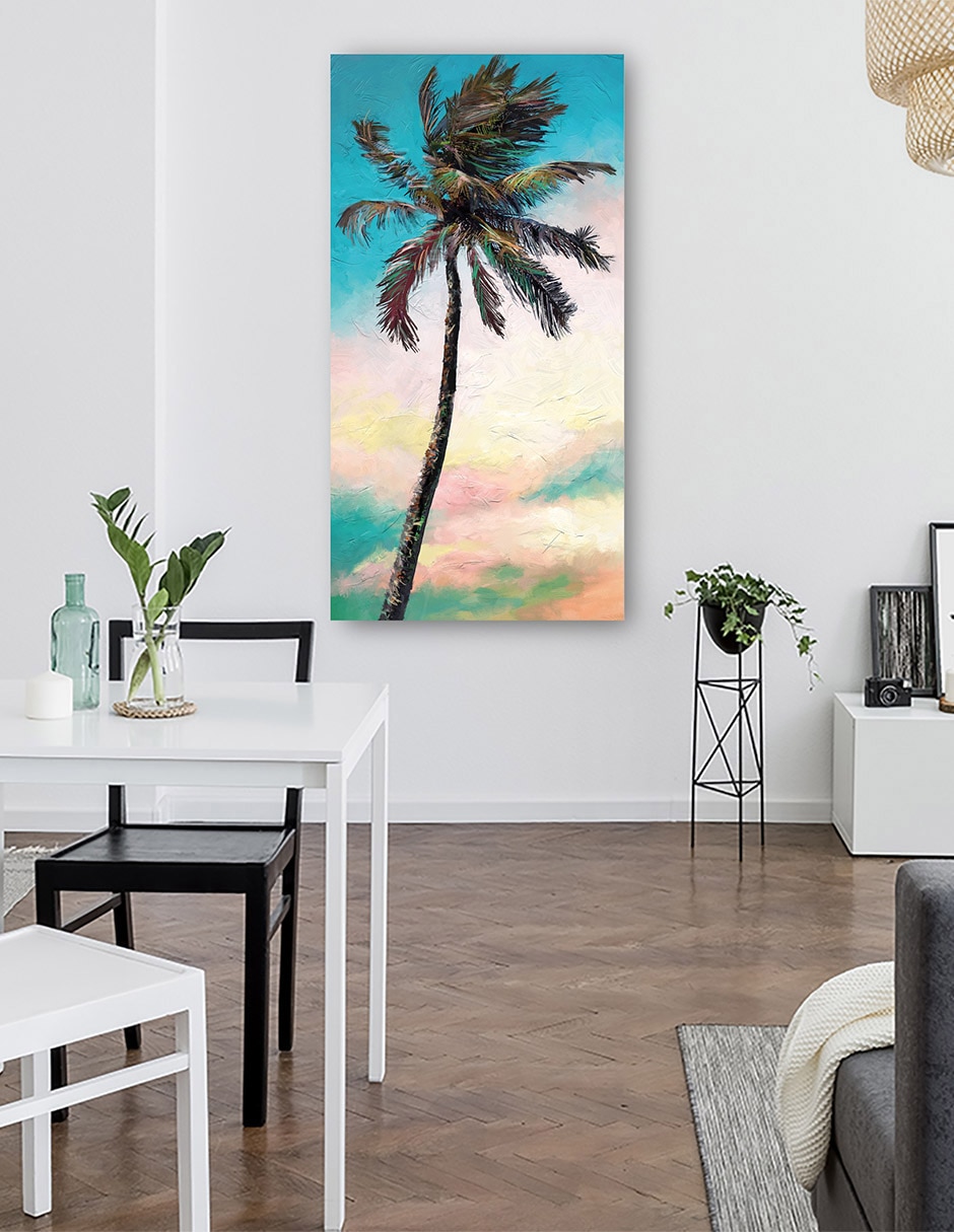Cuadro decorativo Palma de paleta técnica mixta Trópico 6