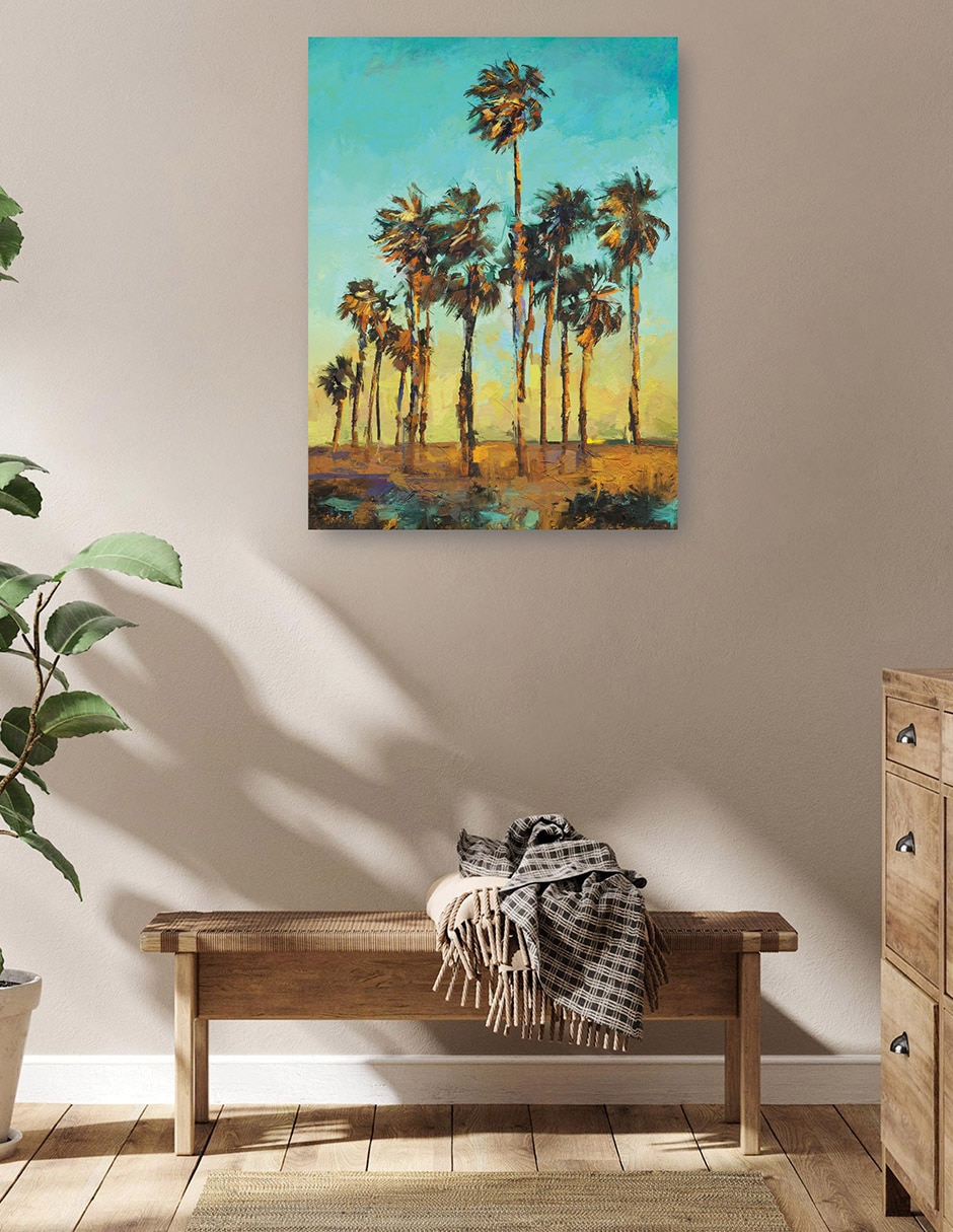 Cuadro decorativo Palmas de la tarde técnica mixta Trópico 5