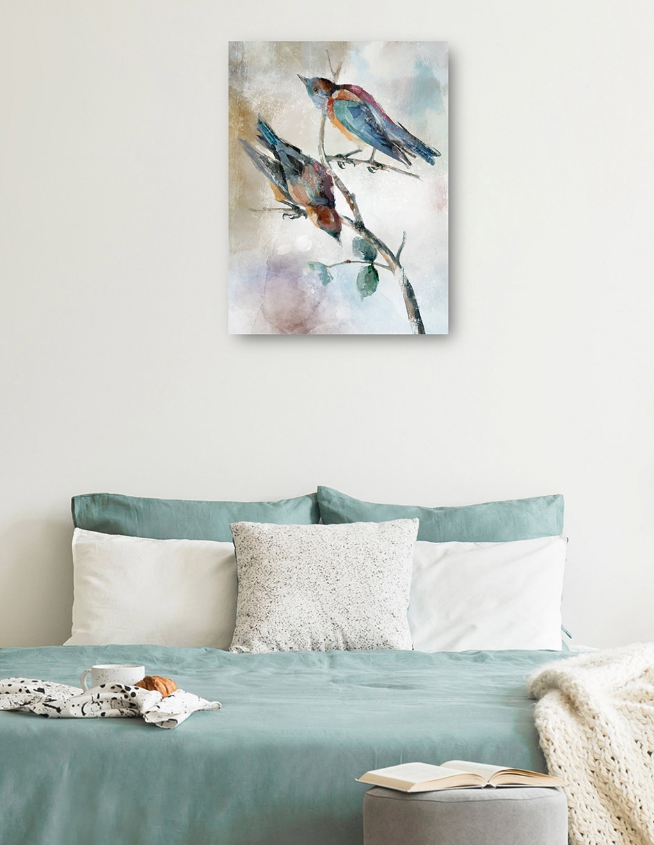 Cuadro decorativo Parejas posadas II técnica mixta Aves Silvestres 3