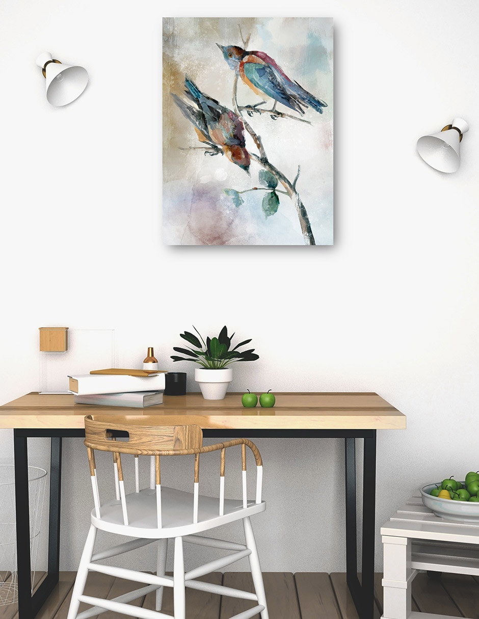 Cuadro decorativo Parejas posadas II técnica mixta Aves Silvestres 4