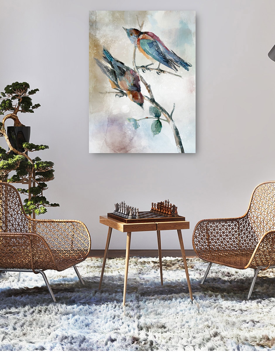 Cuadro decorativo Parejas posadas II técnica mixta Aves Silvestres 5