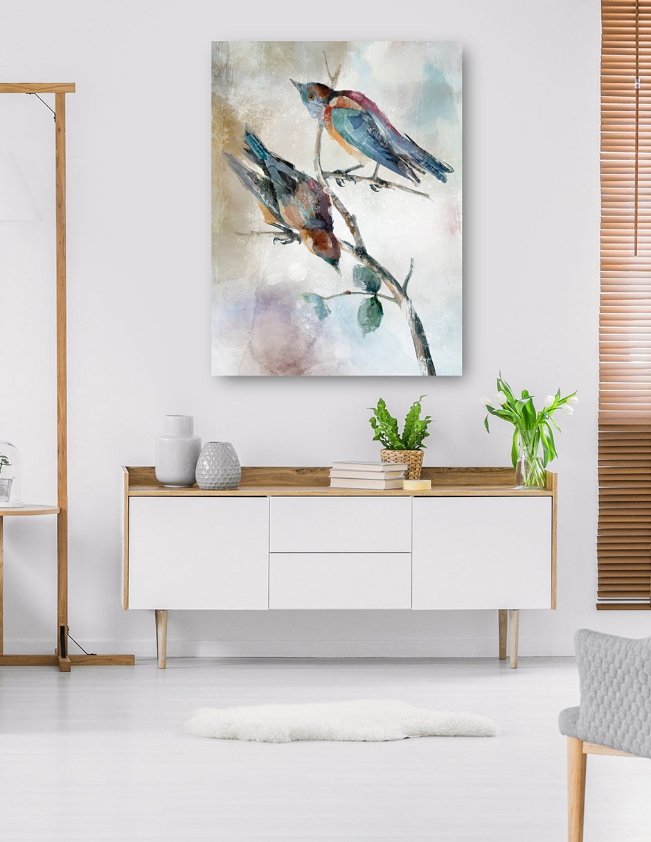Cuadro decorativo Parejas posadas II técnica mixta Aves Silvestres 6