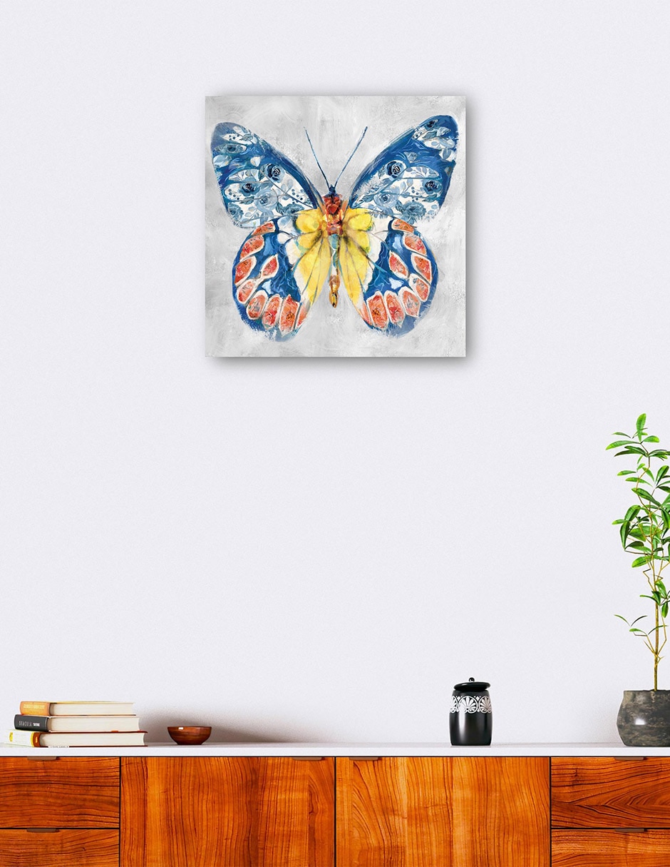 Cuadro decorativo Papillon Fleurs II técnica mixta Vida Silvestre 6