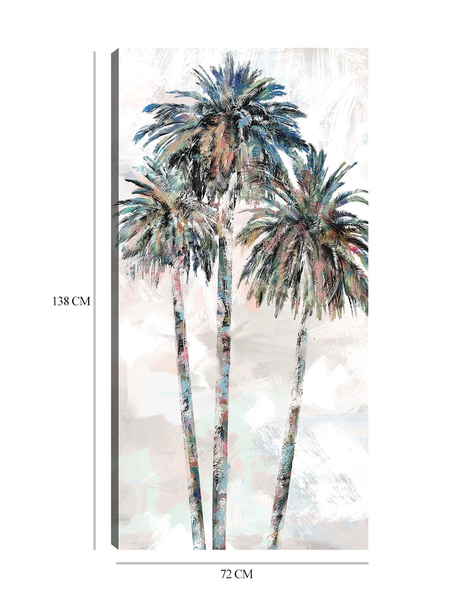 Cuadro decorativo Palmas arcoíris II técnica mixta Trópico 3