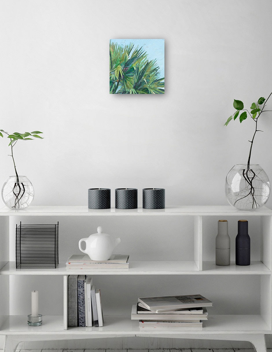 Cuadro decorativo Palma pintada técnica mixta Palmas 2