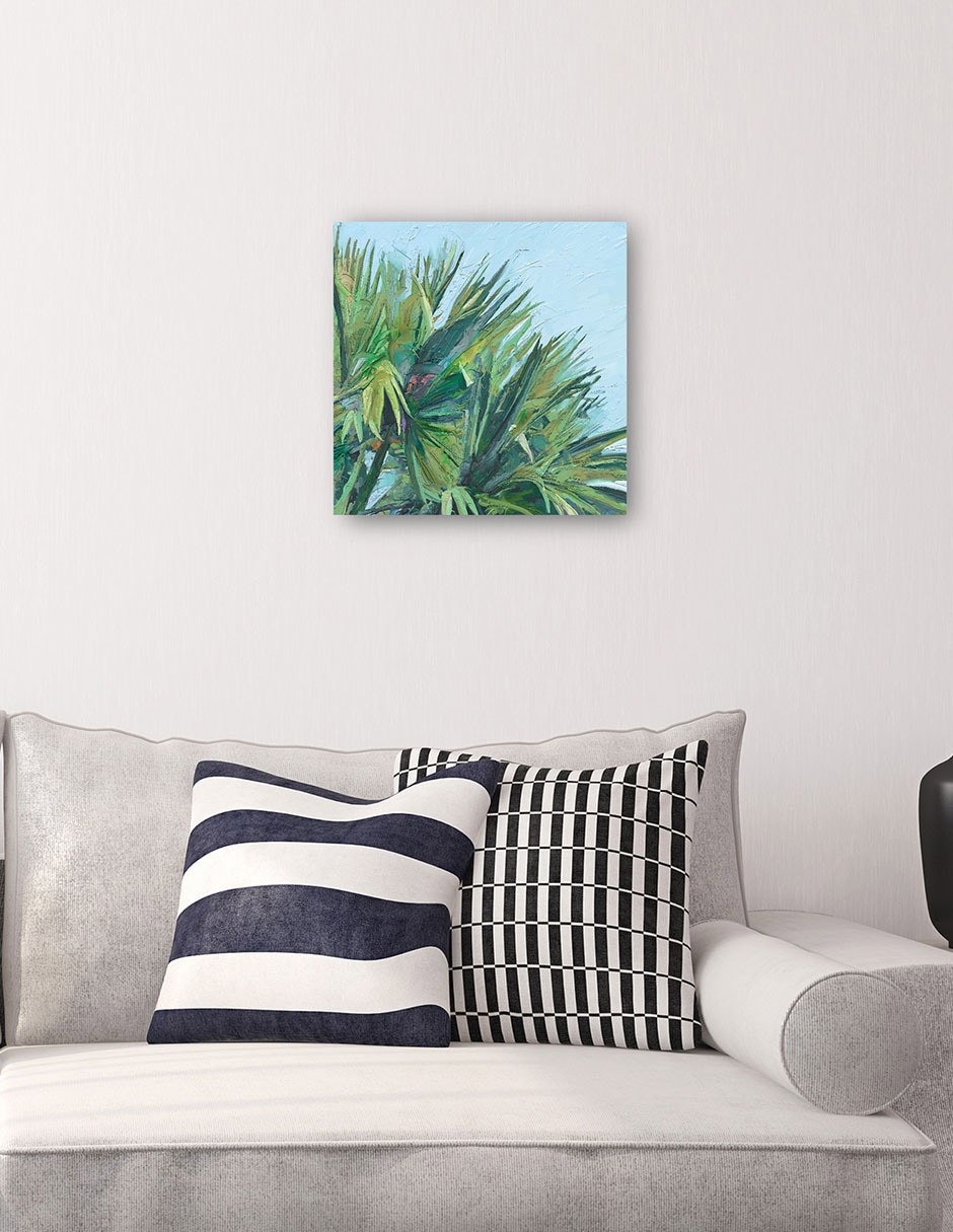 Cuadro decorativo Palma pintada técnica mixta Palmas 4
