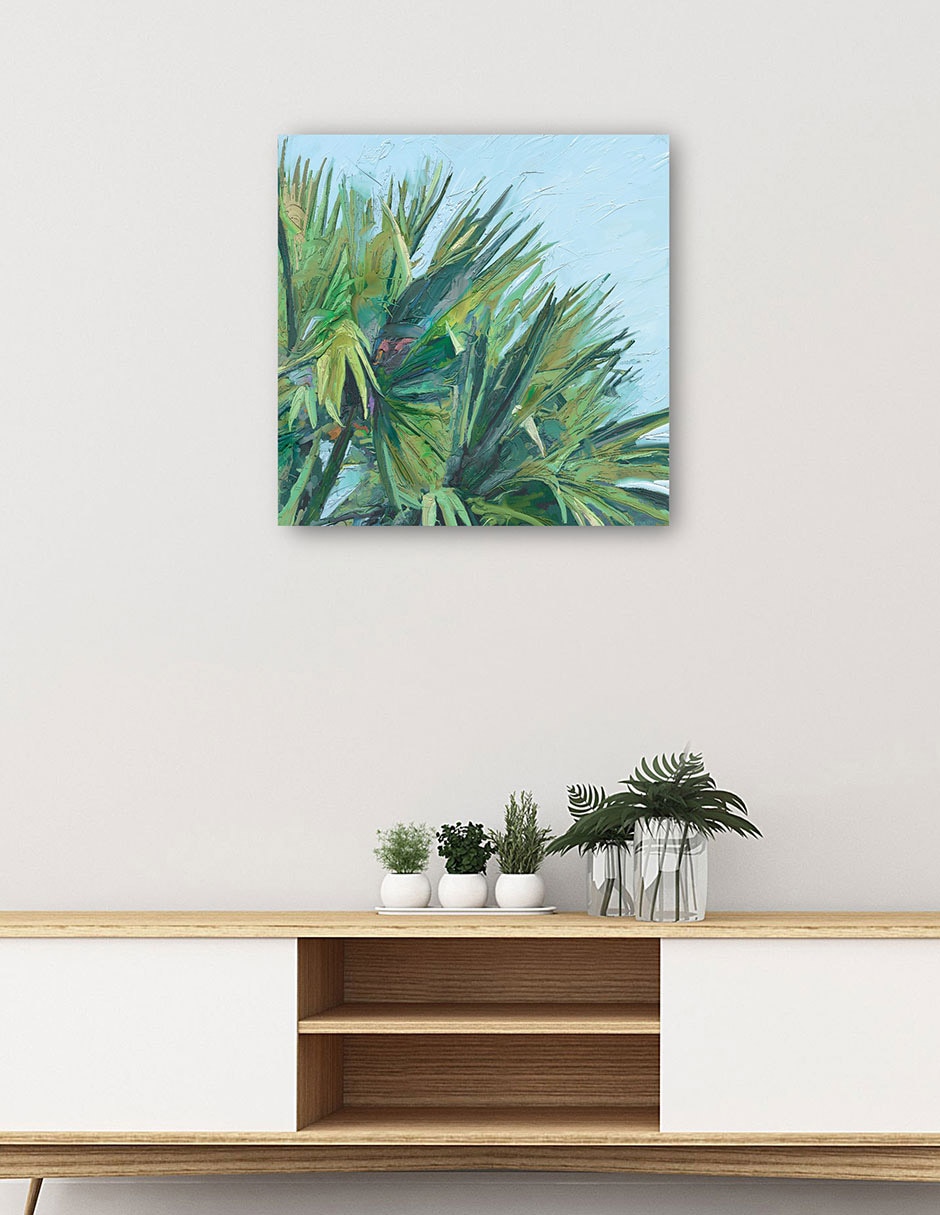 Cuadro decorativo Palma pintada técnica mixta Palmas 5
