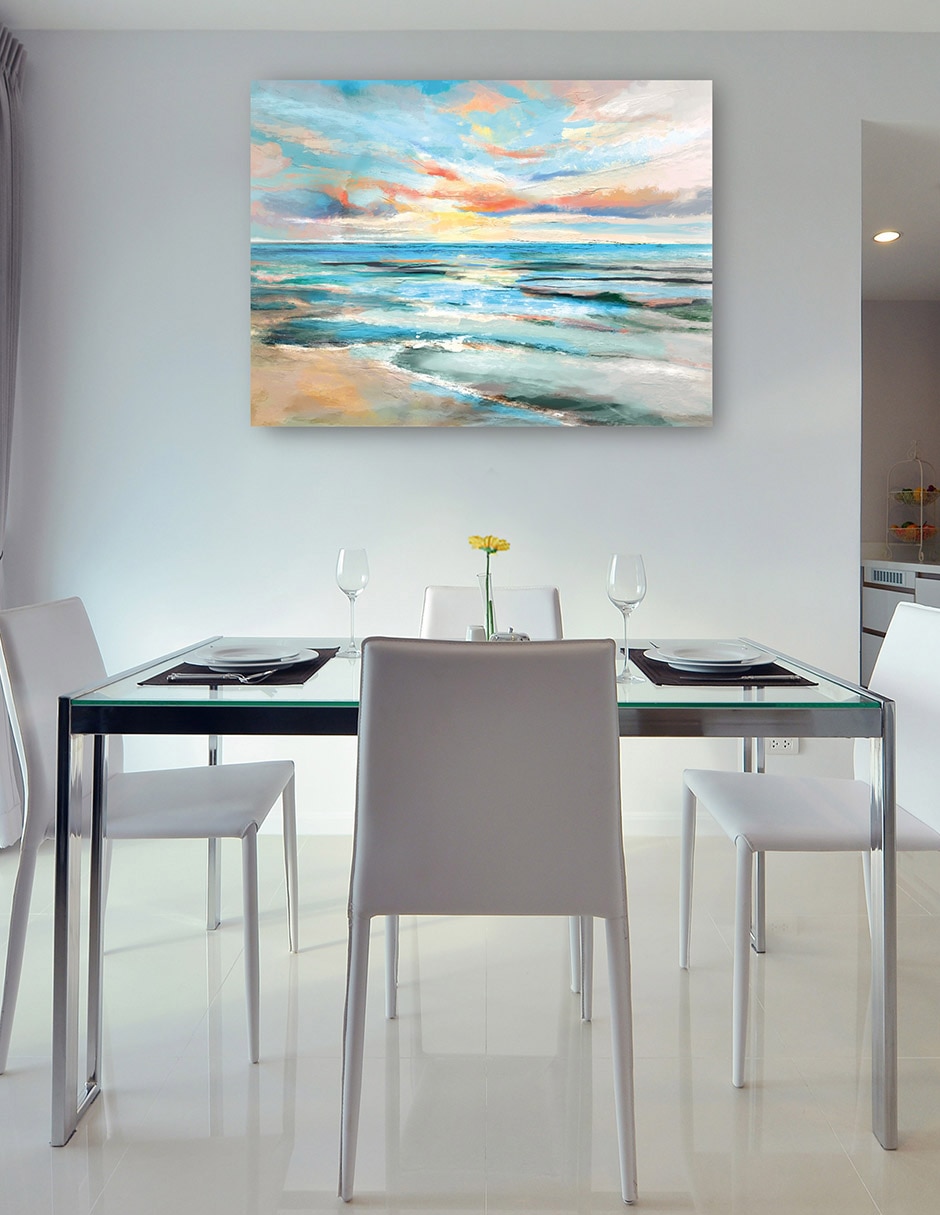 Cuadro decorativo Paraíso pintado técnica mixta Playas 6