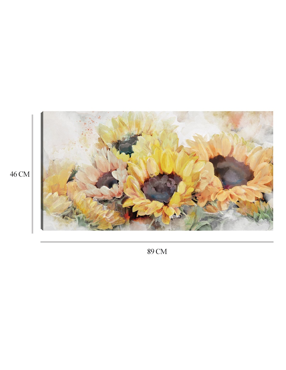Cuadro decorativo Panel solar técnica mixta Girasoles 3