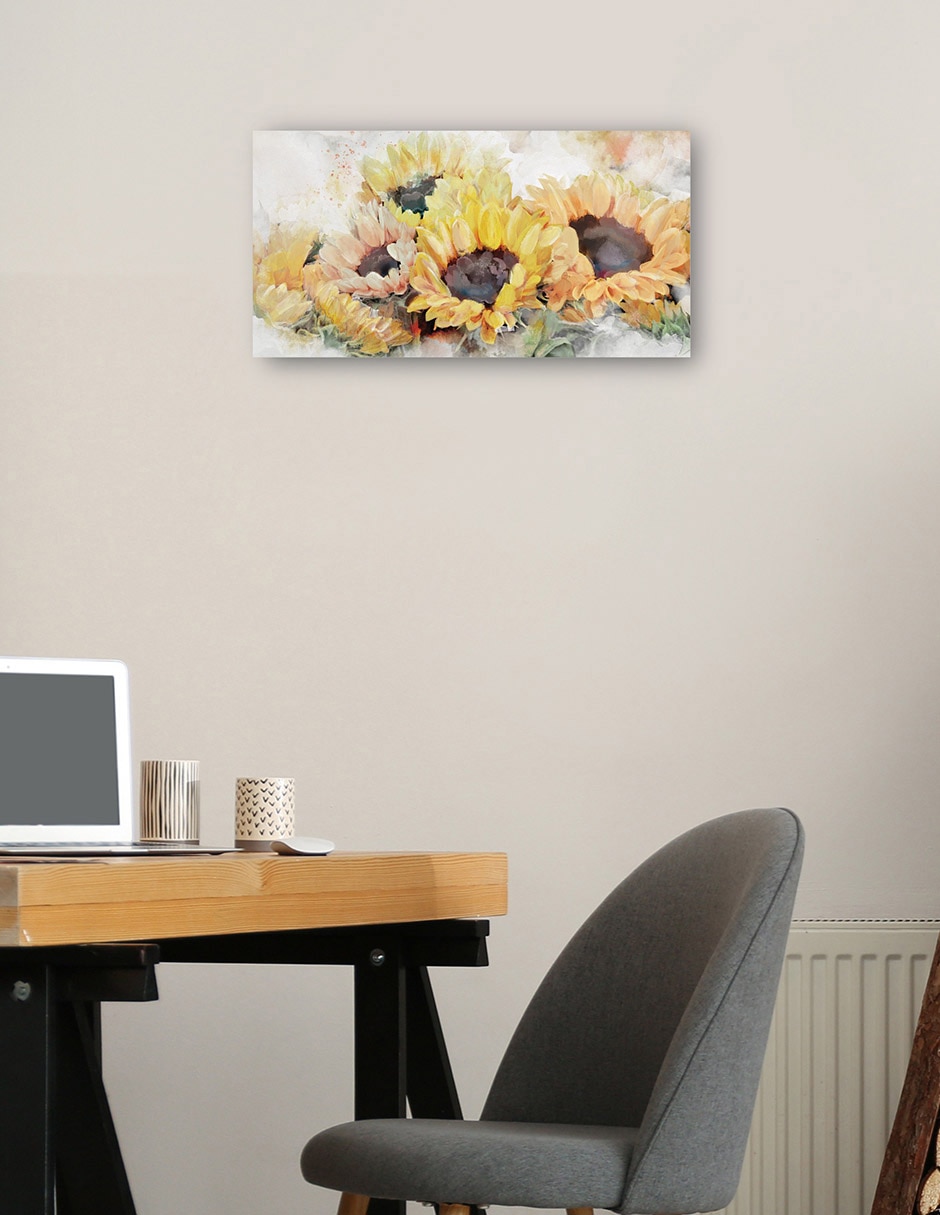 Cuadro decorativo Panel solar técnica mixta Girasoles 2