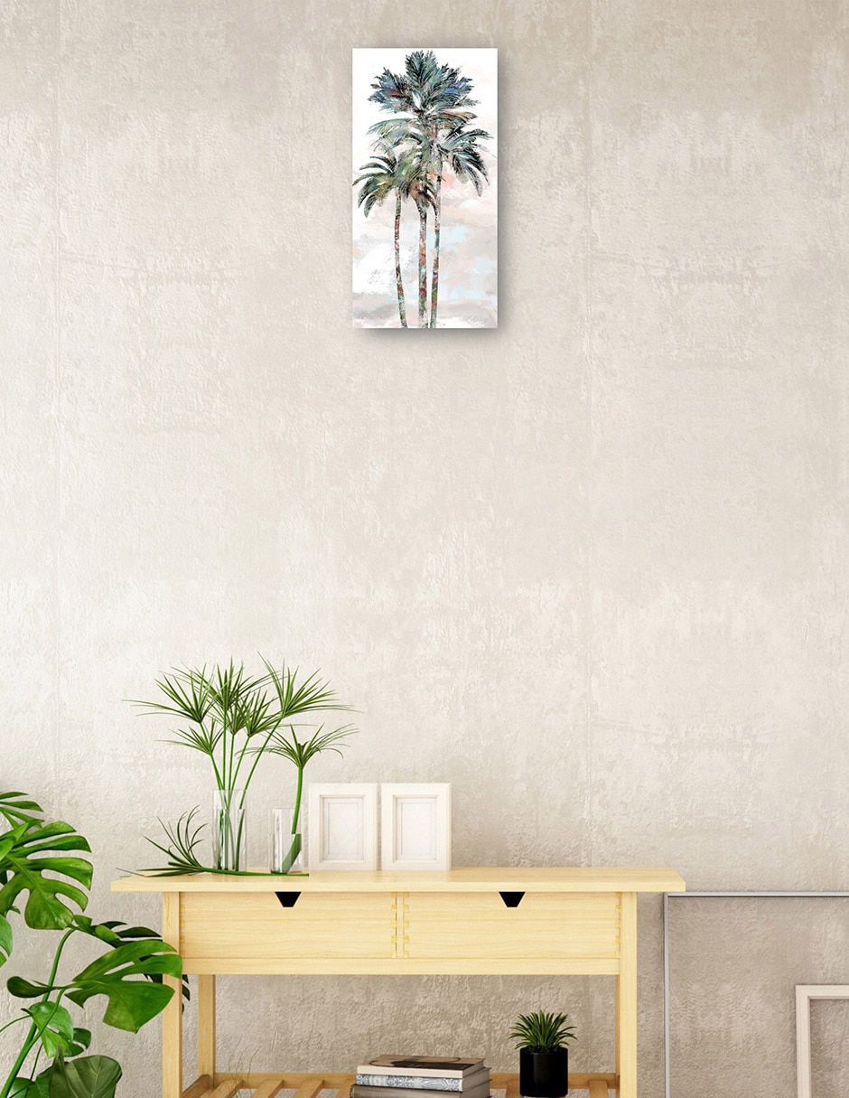 Cuadro decorativo Palmas arcoíris I técnica mixta Trópico 2