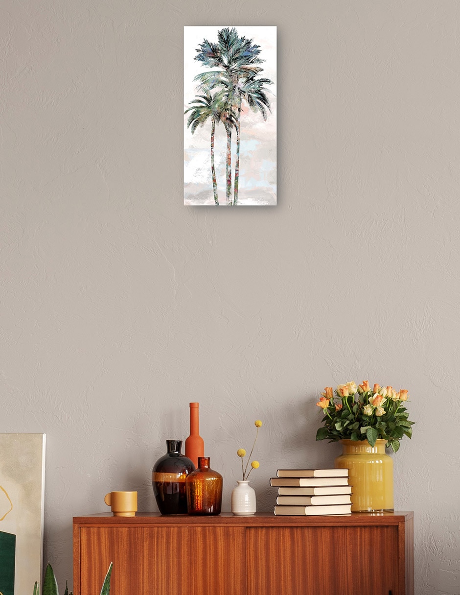 Cuadro decorativo Palmas arcoíris I técnica mixta Trópico 3