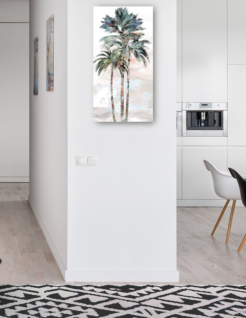 Cuadro decorativo Palmas arcoíris I técnica mixta Trópico 4