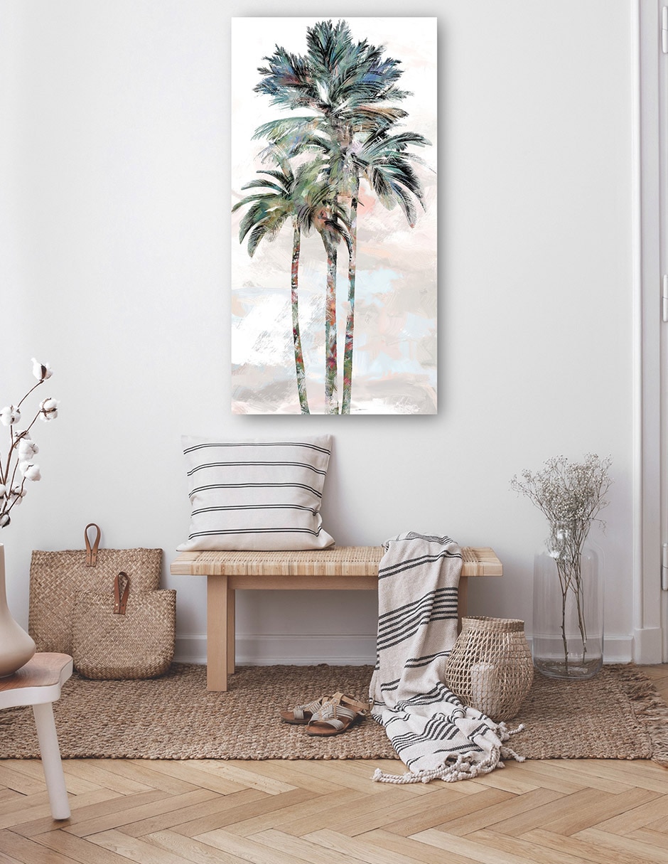 Cuadro decorativo Palmas arcoíris I técnica mixta Trópico 5