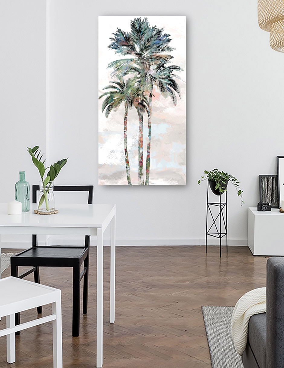 Cuadro decorativo Palmas arcoíris I técnica mixta Trópico 6