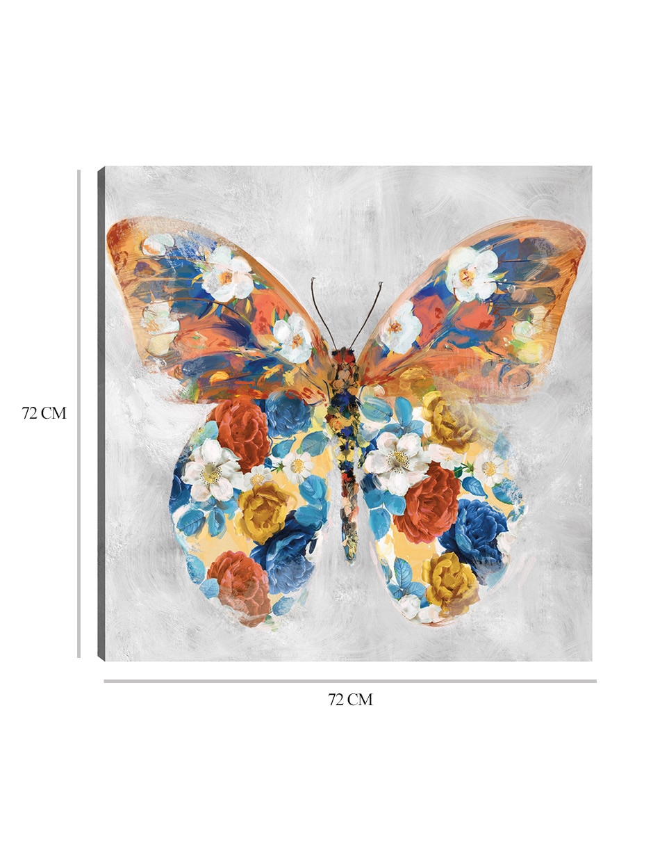 Cuadro decorativo Papillon Fleurs I técnica mixta Vida Silvestre 2