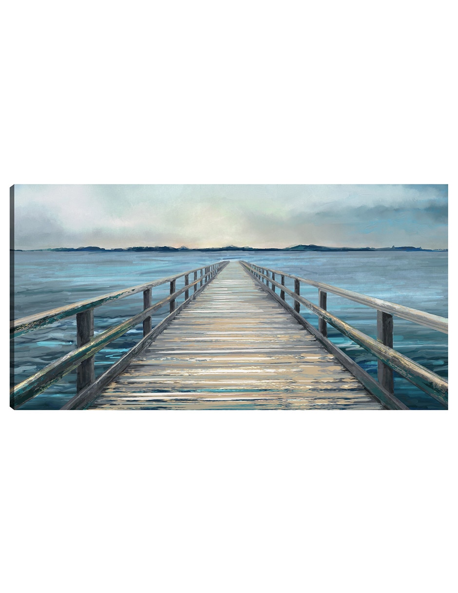 Cuadro decorativo Panel de horizonte costero I técnica mixta Muelles Cuadro decorativo Panel de horizonte costero I técnica mixta Muelles