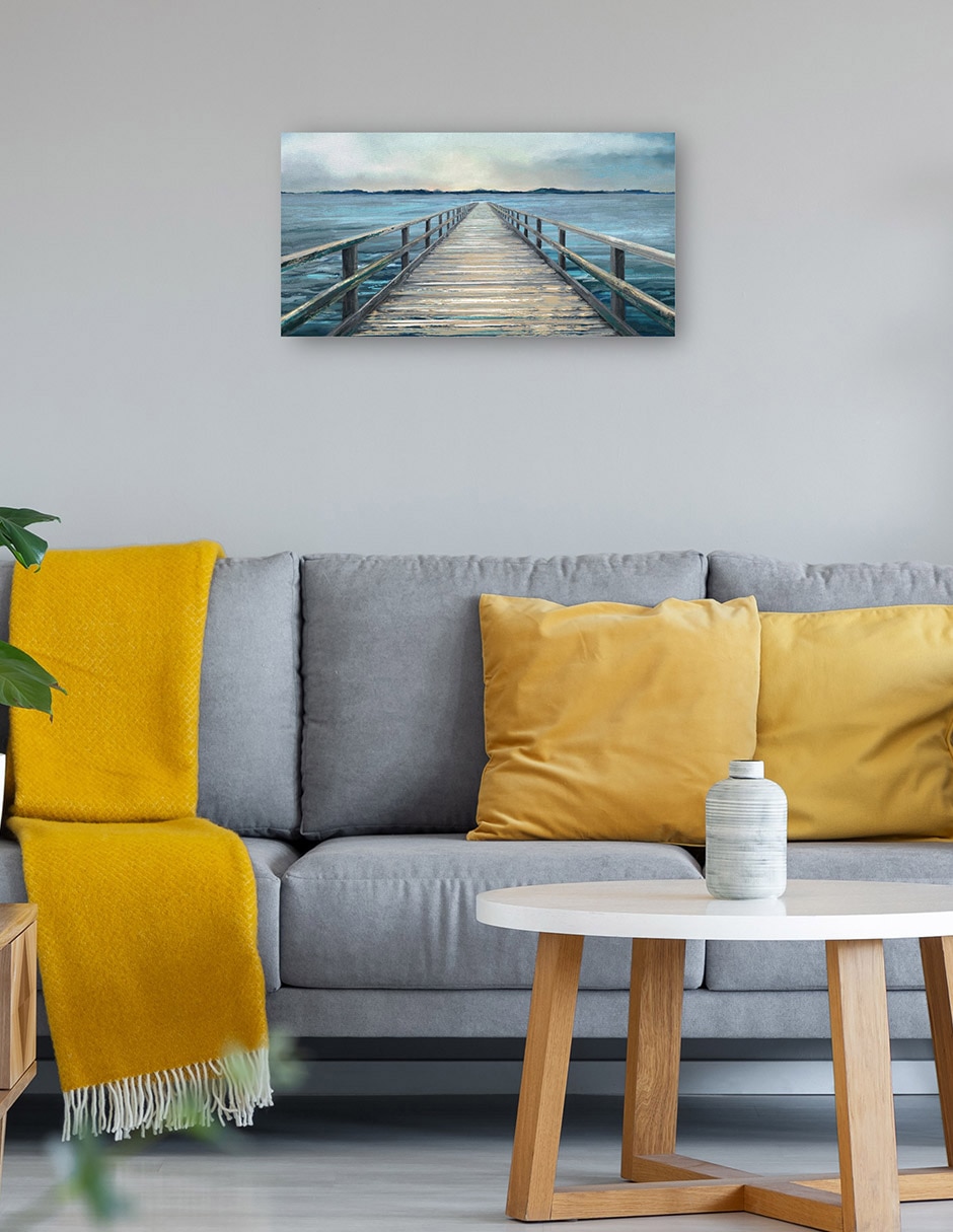 Cuadro decorativo Panel de horizonte costero I técnica mixta Muelles 4