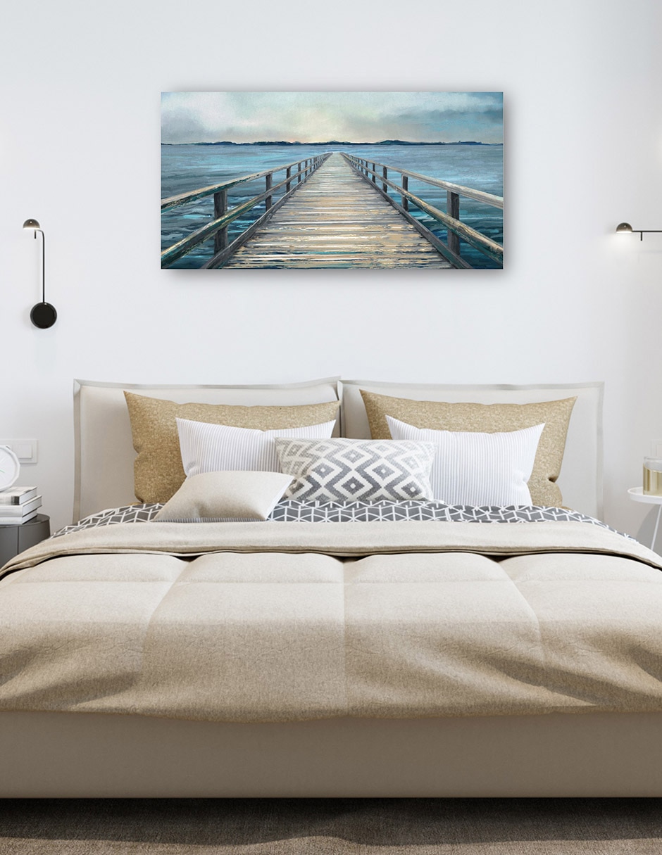 Cuadro decorativo Panel de horizonte costero I técnica mixta Muelles 6