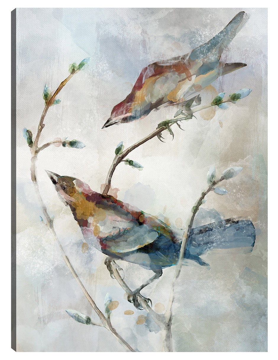 Cuadro decorativo Parejas posadas I técnica mixta Aves Silvestres