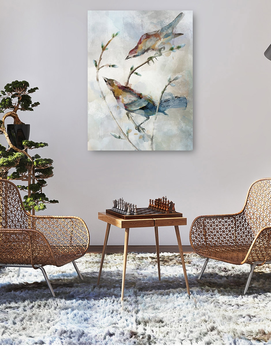 Cuadro decorativo Parejas posadas I técnica mixta Aves Silvestres 5