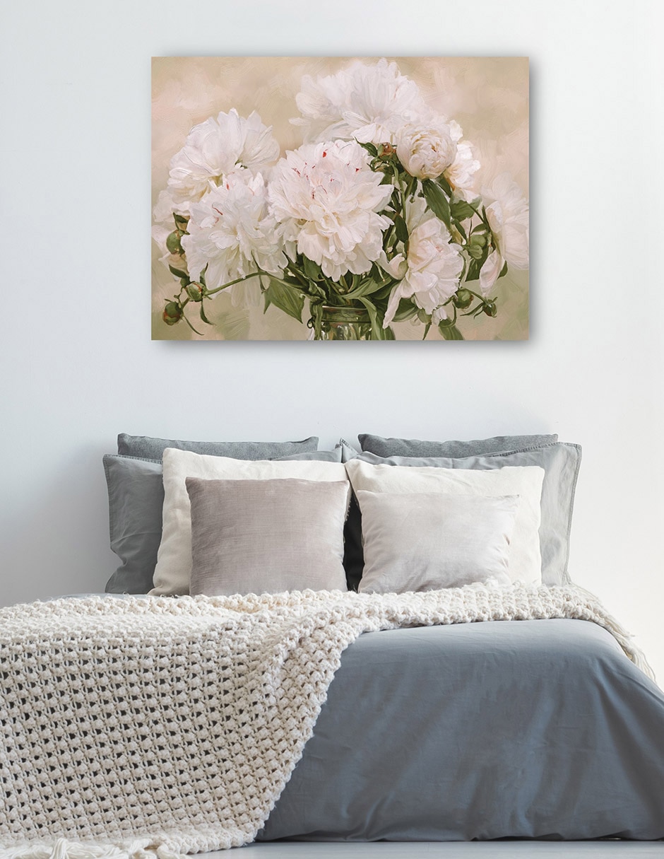 Cuadro decorativo Peonias blancas técnica mixta Arreglo Floral 5